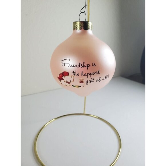 Vintage 1984 Hallmark Keepsake Pink Glass Ornament A Gift of Friendship *READ* - Picture 2 of 10